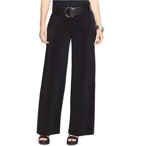 22W Lauren Ralph Lauren Pleated High Rise Wide Leg Pants - Black NWT